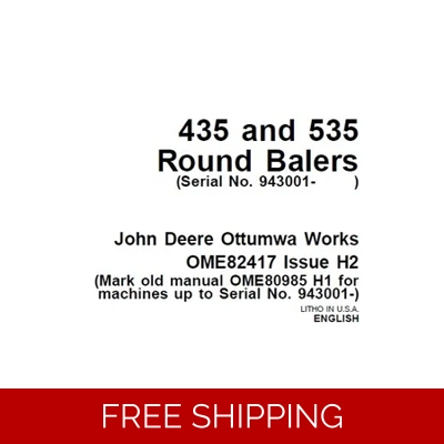 JOHN DEERE 435 AND 535 ROUND BALERS (SERIAL NO. 990001- ) OPERATOR’S MANUAL JOHN DEERE 435 AND 535 ROUND BALERS (SERIAL NO. 990001- ) OPERATOR’S MANUAL